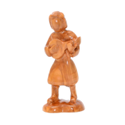 Handcrafted Olive Wood Shepherd Figure Standing with Lute